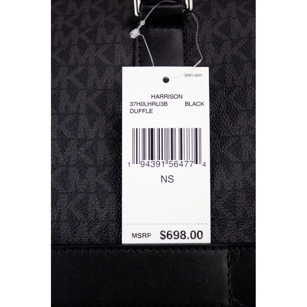 NEW Michael Kors Harrison Black Large Duffle Bag PVC Travel Weekender Luggage - Picture 6 of 12